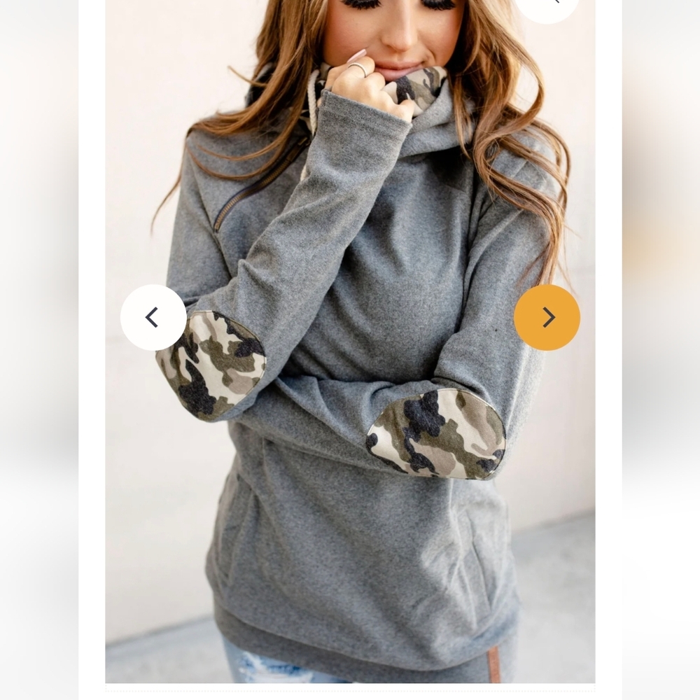 Ampersand Avenue Doublehood Sweatshirt Camo Patch Elbows
